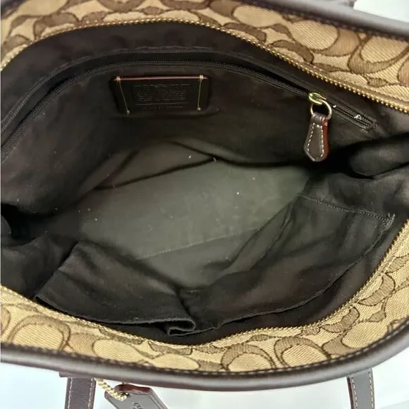 Coach Signature Beige and Dark Brown Shoulder Bag - Picture 8 of 8